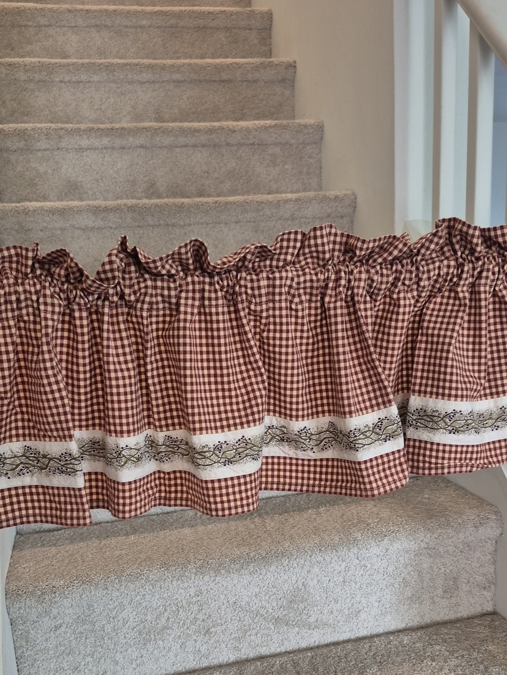 Reddush Brown Gingham Window Valance 70x13